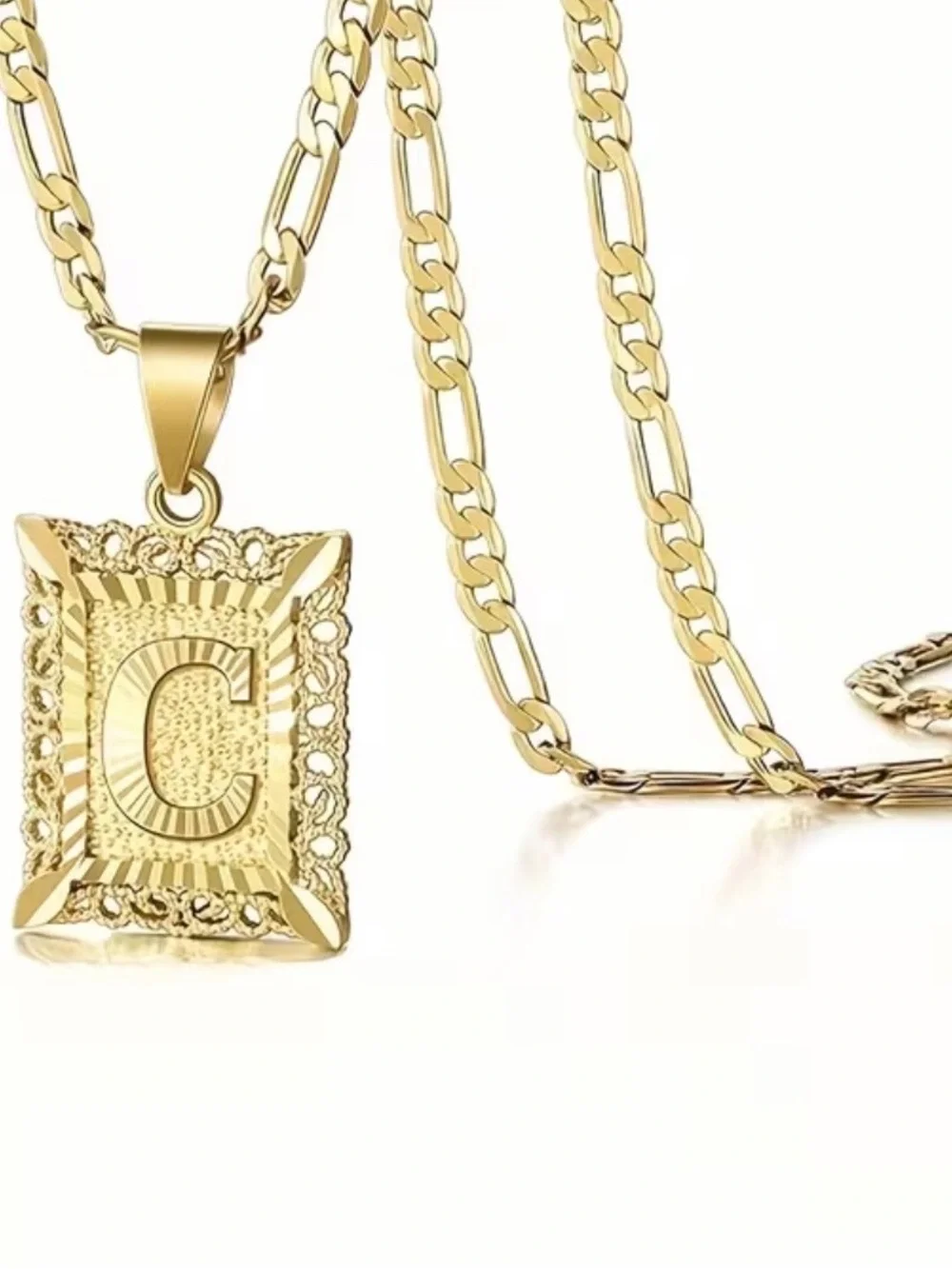 Gold Initial Pendant Necklace Unisex